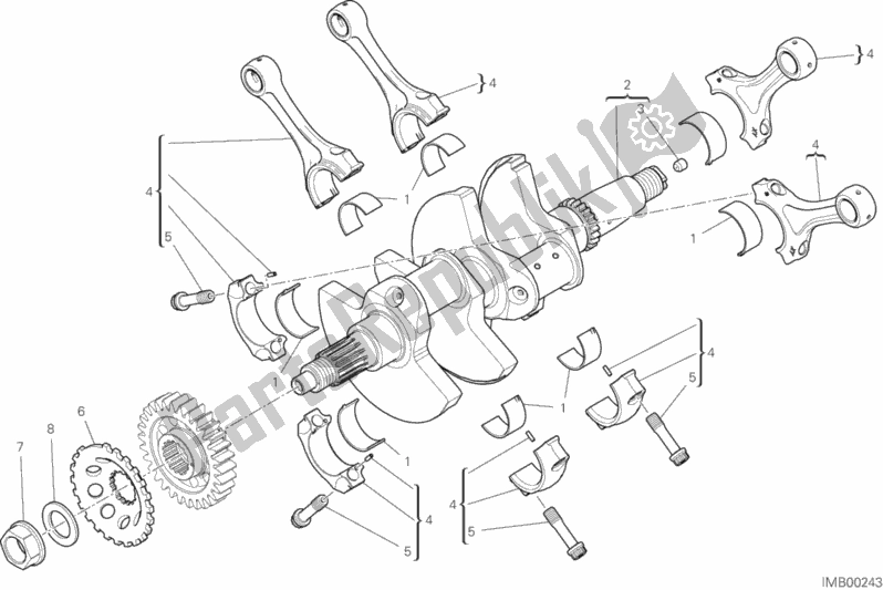All parts for the Connecting Rods of the Ducati Superbike Panigale V4 USA 1100 2019